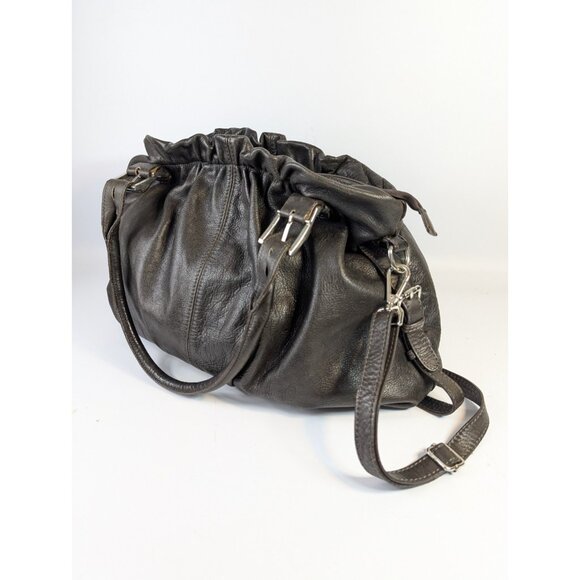 Vera Pelle Leather Purse Slouch Hobo Bag Made in Italy Brown 12” x 18” - Picture 6 of 13